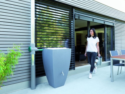 Zbiornik dekoracyjny na deszczówkę 200 L Modena ciemnoszary MPI zbiornik na wodę deszczową 200 l