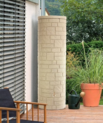 Zbiornik dekoracyjny na deszczówkę 460 L Arcado piaskowy MPI zbiornik na wodę deszczową 460 l