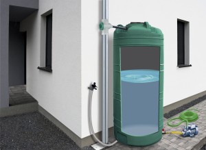 Zestaw dekoracyjny na deszczówkę 1000 L Grande zielony MPI