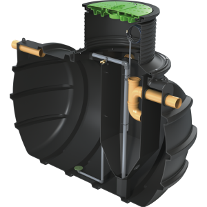 Oczyszczalnia biologiczna Kingspan BioAir ® 1 - 4 RLM zintegrowana pompownia IPS  z zewnętrzną dmuchawą