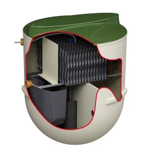 Oczyszczalnia biologiczna Klargester BioTec® AF1 IPS - 6  RLM zintegrowana pompownia IPS