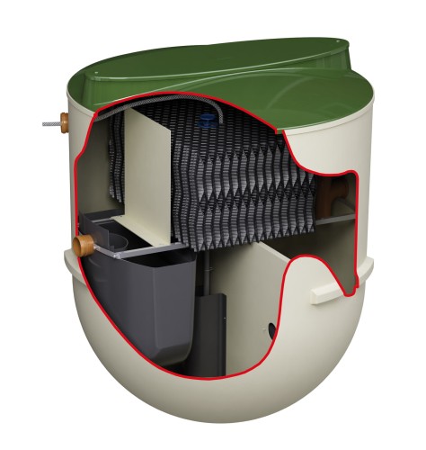 Oczyszczalnia biologiczna Klargester BioTec® AF1 IPS - 6  RLM zintegrowana pompownia IPS