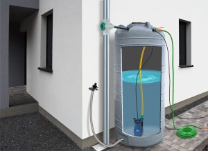 Zestaw dekoracyjny na deszczówkę Grande 2000 l z pompą GAP X80 granit MPI