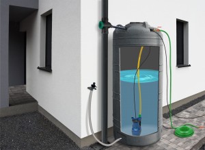 Zestaw dekoracyjny na deszczówkę Grande 2000 l z pompą GAP X80 ciemny granit MPI