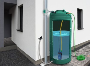 Zestaw dekoracyjny na deszczówkę Grande 2000 l z pompą GAP X80 zielony MPI