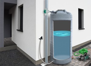 Zestaw dekoracyjny na deszczówkę Grande 2000 l z pompą EKJ 802S granit MPI