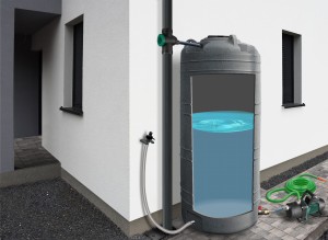 Zestaw dekoracyjny na deszczówkę Grande 2000 l z pompą EKJ 802S ciemny granit MPI