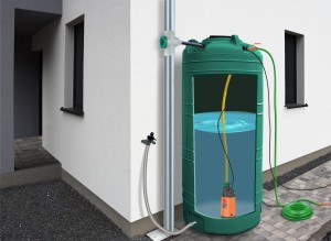 Zestaw dekoracyjny na deszczówkę Grande 2000 l z pompą Pedrollo Top Multi Tech 2 zielony MPI