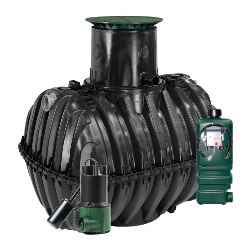 Oczyszczalnia biologiczna dla 4-5 osób dwukomorowa one2clean 5 GRAF z nadbudową MAX ze zintegrowaną pompownią IPS