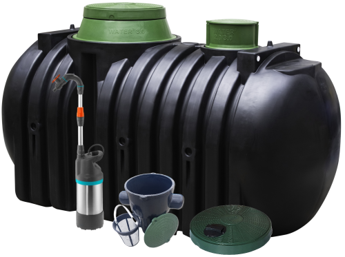 Zbiornik na deszczówkę 3000 L z pompą Gardena filtrem i pokrywą deszczową dropWATER 3.0 3000 l Marseplast