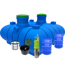 Zbiornik na deszczówkę 3000 l płaski z pompą Omnigena P3 METRIA zbiornik na wodę deszczową 3000 l