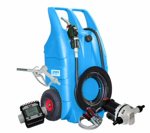 Zbiornik mobilny na AdBlue 100 l FORTIS ŻÓŁW BLUE 100 licznik PIUSI K2C pompa 36 l/min. nalewak automatyczny, akumulator  