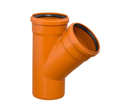 Trójnik kanalizacyjny PVC 160/160/45° oranż