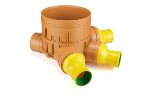 Kineta zbiorcza z bosym końcem i przyłączem drenarskim Ø 315/72-100  do rury gładkiej Karmat