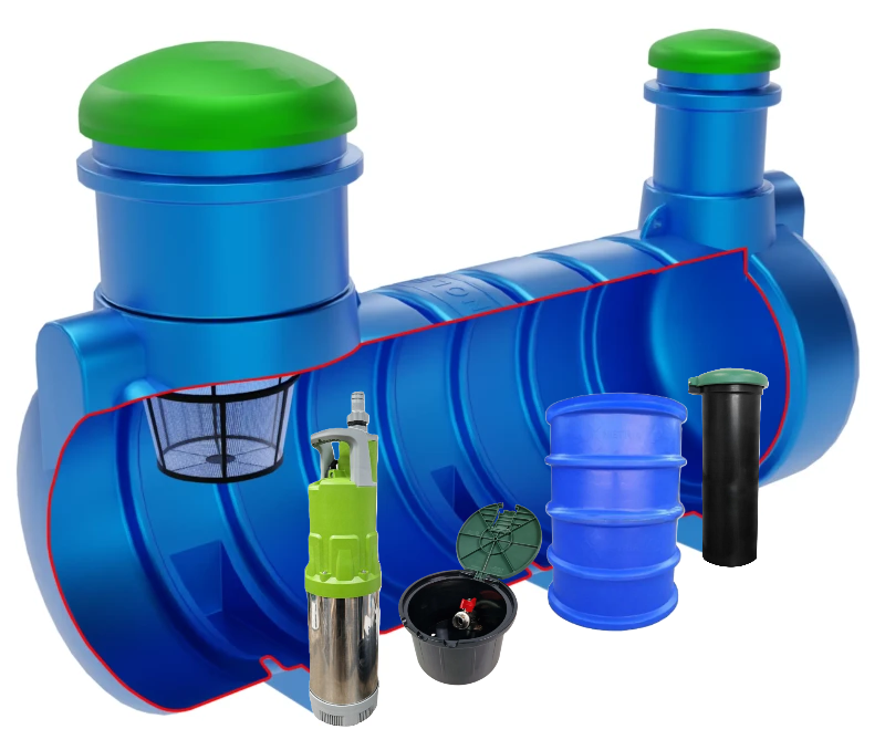 Zbiornik na deszczówkę z pompą 1000 l metria b1, zbiornik na wodę deszczową z pompą metria b1, zbiornik metria, metria,  omega-plast, omega, omegaplast