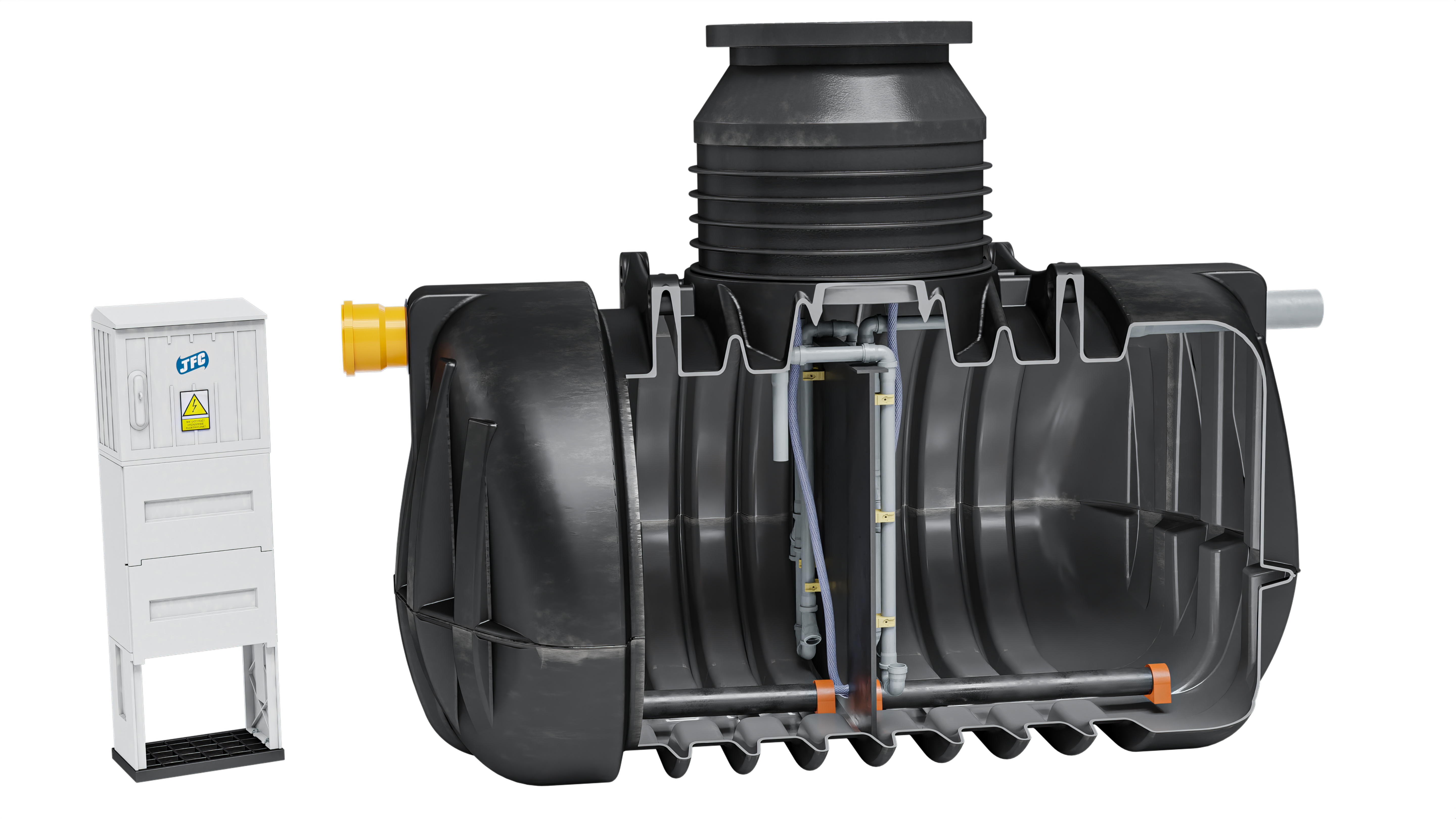 Biologiczna oczyszczalnia ścieków JFC AquaClean Plus 6 Standard – technologia SBR, wysoka skuteczność 96–98%, trwała konstrukcja PE.