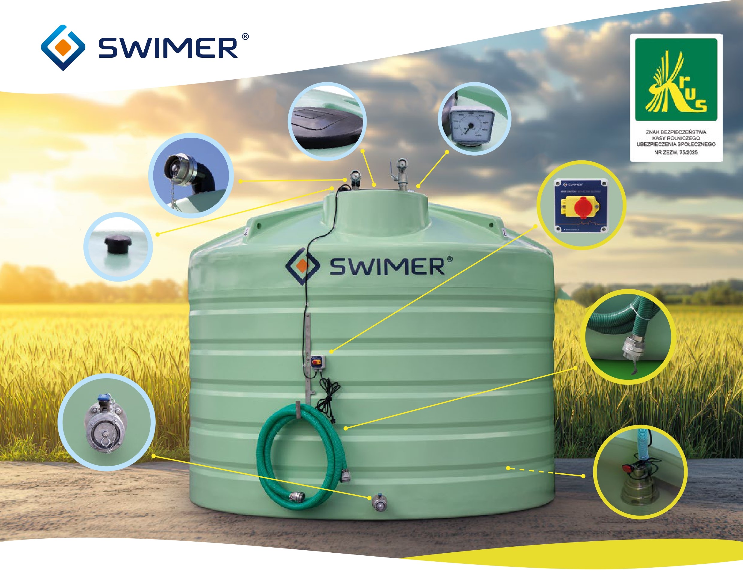 Zbiornik na nawóz RSM 22000 l SWIMER FUJP Optimum Flex z pompą.